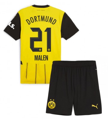 Borussia Dortmund Donyell Malen #21 Domácí dres komplet pro Děti 2024-25 Krátkým Rukávem (+ Krátké kalhoty)