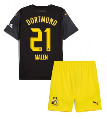 Borussia Dortmund Donyell Malen #21 Venkovní dres komplet pro Děti 2024-25 Krátkým Rukávem (+ Krátké kalhoty)