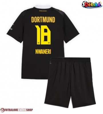 Borussia Dortmund Ethan Nwaneri #18 Venkovní dres komplet pro Děti 2026-27 Krátkým Rukávem (+ Krátké kalhoty)
