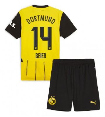 Borussia Dortmund Maximilian Beier #14 Domácí dres komplet pro Děti 2024-25 Krátkým Rukávem (+ Krátké kalhoty)