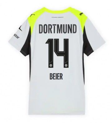 Borussia Dortmund Maximilian Beier #14 Venkovní Dres pro Dámy 2025-26 Krátkým Rukávem Borussia Dortmund Maximilian Beier #14 Venkovní Dres pro Dámy 2025-26 Krátkým Rukávem