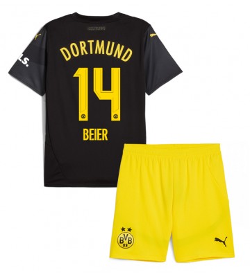 Borussia Dortmund Maximilian Beier #14 Venkovní dres komplet pro Děti 2024-25 Krátkým Rukávem (+ Krátké kalhoty)