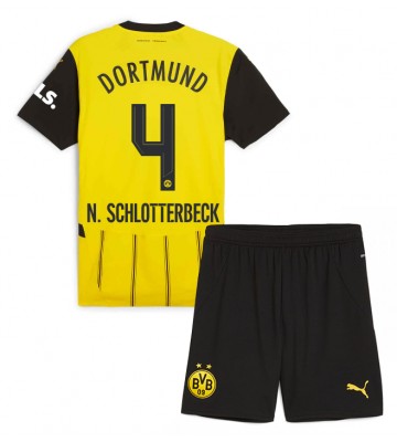 Borussia Dortmund Nico Schlotterbeck #4 Domácí dres komplet pro Děti 2024-25 Krátkým Rukávem (+ Krátké kalhoty)