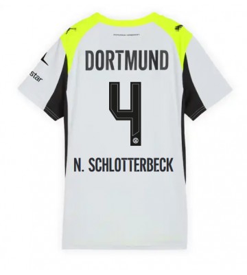 Borussia Dortmund Nico Schlotterbeck #4 Venkovní Dres pro Dámy 2025-26 Krátkým Rukávem