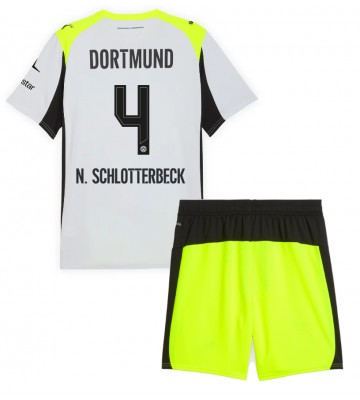 Borussia Dortmund Nico Schlotterbeck #4 Venkovní dres komplet pro Děti 2025-26 Krátkým Rukávem (+ Krátké kalhoty)