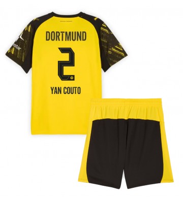 Borussia Dortmund Yan Couto #2 Domácí dres komplet pro Děti 2025-26 Krátkým Rukávem (+ Krátké kalhoty)
