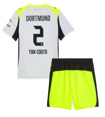 Borussia Dortmund Yan Couto #2 Venkovní dres komplet pro Děti 2025-26 Krátkým Rukávem (+ Krátké kalhoty)