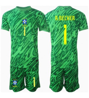 Brazílie Alisson Becker #1 Brankář Domácí dres komplet pro Děti Copa America 2024 Krátkým Rukávem (+ Krátké kalhoty)