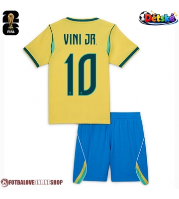 Brazílie Vinicius Junior #10 Domácí dres komplet pro Děti MS 2026 Krátkým Rukávem (+ Krátké kalhoty)
