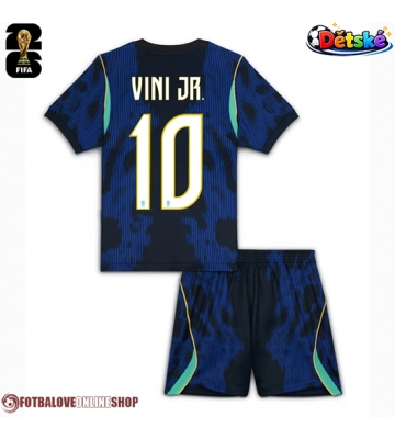 Brazílie Vinicius Junior #10 Venkovní dres komplet pro Děti MS 2026 Krátkým Rukávem (+ Krátké kalhoty)
