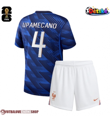 Francie Dayot Upamecano #4 Domácí dres komplet pro Děti MS 2026 Krátkým Rukávem (+ Krátké kalhoty)