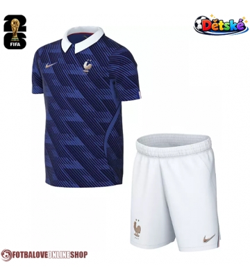 Francie Domácí dres komplet pro Děti MS 2026 Krátkým Rukávem (+ Krátké kalhoty)