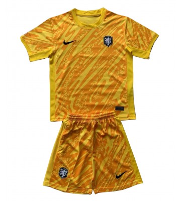 Holandsko Brankář Venkovní dres komplet pro Děti ME 2024 Krátkým Rukávem (+ Krátké kalhoty)