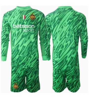 Inter Milan Brankář Domácí dres komplet pro Děti 2024-25 Dlouhým Rukávem (+ Krátké kalhoty)