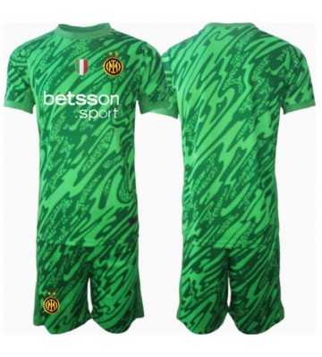 Inter Milan Brankář Domácí dres komplet pro Děti 2024-25 Krátkým Rukávem (+ Krátké kalhoty)