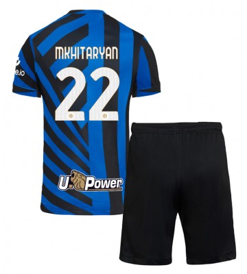 Inter Milan Henrikh Mkhitaryan #22 Domácí dres komplet pro Děti 2024-25 Krátkým Rukávem (+ Krátké kalhoty)