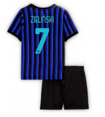 Inter Milan Piotr Zielinski #7 Domácí dres komplet pro Děti 2025-26 Krátkým Rukávem (+ Krátké kalhoty)