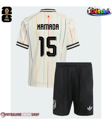 Japonsko Daichi Kamada #15 Venkovní dres komplet pro Děti MS 2026 Krátkým Rukávem (+ Krátké kalhoty)