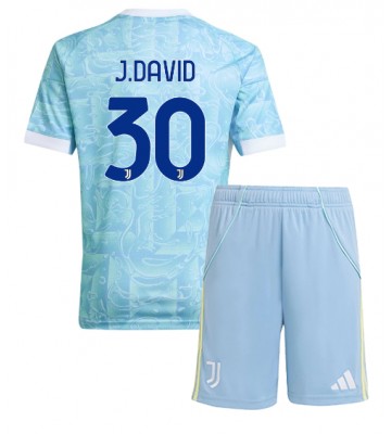 Juventus Jonathan David #30 Venkovní dres komplet pro Děti 2025-26 Krátkým Rukávem (+ Krátké kalhoty)
