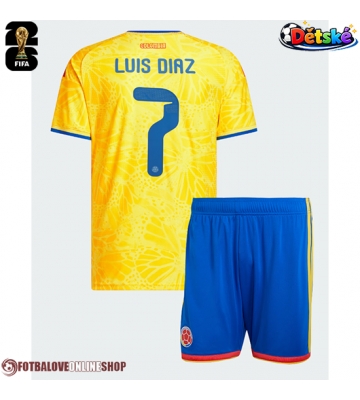 Kolumbie Luis Diaz #7 Domácí dres komplet pro Děti MS 2026 Krátkým Rukávem (+ Krátké kalhoty)