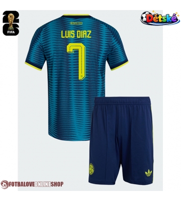 Kolumbie Luis Diaz #7 Venkovní dres komplet pro Děti MS 2026 Krátkým Rukávem (+ Krátké kalhoty)