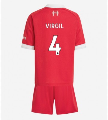 Liverpool Virgil van Dijk #4 Domácí dres komplet pro Děti 2025-26 Krátkým Rukávem (+ Krátké kalhoty)