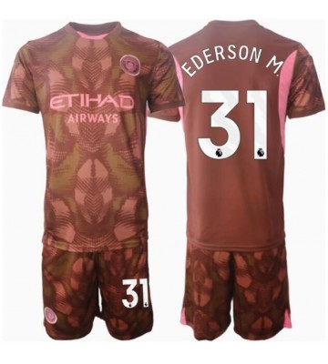 Manchester City Ederson Moraes #31 Brankář Domácí dres komplet pro Děti 2024-25 Krátkým Rukávem (+ Krátké kalhoty)