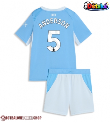 Manchester City Elliot Anderson #5 Domácí dres komplet pro Děti 2026-27 Krátkým Rukávem (+ Krátké kalhoty)