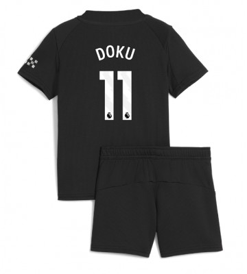 Manchester City Jeremy Doku #11 Venkovní dres komplet pro Děti 2025-26 Krátkým Rukávem (+ Krátké kalhoty)