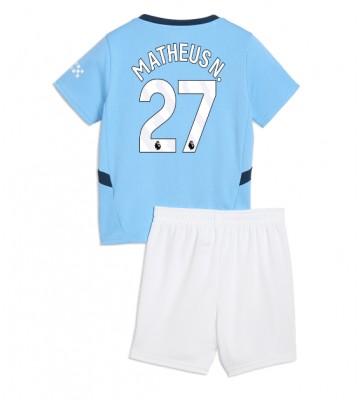 Manchester City Matheus Nunes #27 Domácí dres komplet pro Děti 2024-25 Krátkým Rukávem (+ Krátké kalhoty)