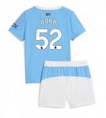 Manchester City Oscar Bobb #52 Domácí dres komplet pro Děti 2025-26 Krátkým Rukávem (+ Krátké kalhoty)