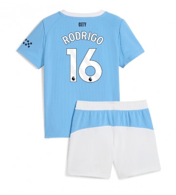 Manchester City Rodri Hernandez #16 Domácí dres komplet pro Děti 2025-26 Krátkým Rukávem (+ Krátké kalhoty)