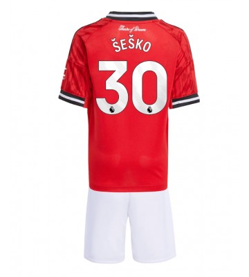 Manchester United Benjamin Sesko #30 Domácí dres komplet pro Děti 2025-26 Krátkým Rukávem (+ Krátké kalhoty)