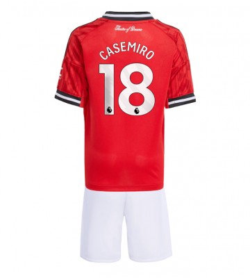 Manchester United Casemiro #18 Domácí dres komplet pro Děti 2025-26 Krátkým Rukávem (+ Krátké kalhoty)