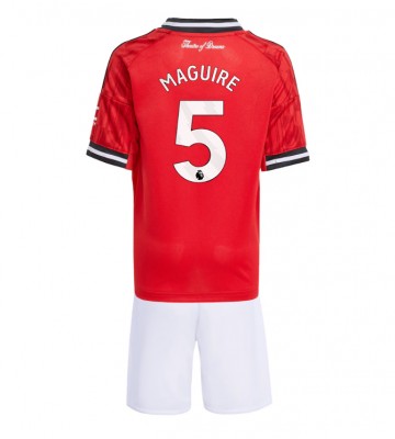 Manchester United Harry Maguire #5 Domácí dres komplet pro Děti 2025-26 Krátkým Rukávem (+ Krátké kalhoty)