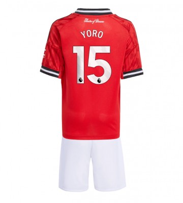 Manchester United Leny Yoro #15 Domácí dres komplet pro Děti 2025-26 Krátkým Rukávem (+ Krátké kalhoty)