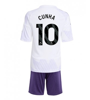 Manchester United Matheus Cunha #10 Venkovní dres komplet pro Děti 2025-26 Krátkým Rukávem (+ Krátké kalhoty)