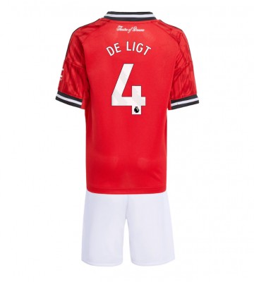 Manchester United Matthijs de Ligt #4 Domácí dres komplet pro Děti 2025-26 Krátkým Rukávem (+ Krátké kalhoty)