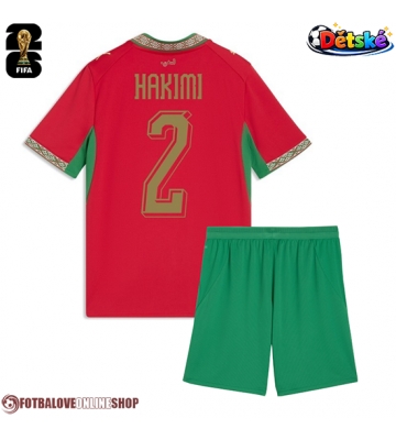 Maroko Achraf Hakimi #2 Domácí dres komplet pro Děti MS 2026 Krátkým Rukávem (+ Krátké kalhoty)