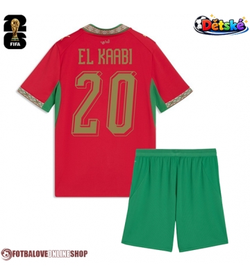 Maroko Ayoub El Kaabi #20 Domácí dres komplet pro Děti MS 2026 Krátkým Rukávem (+ Krátké kalhoty)