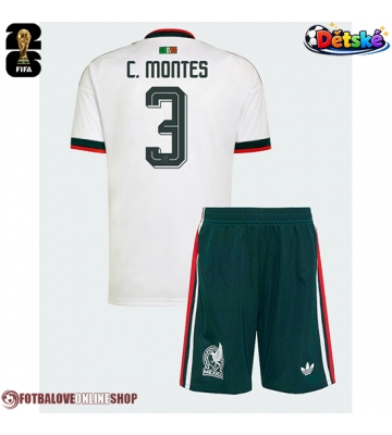 Mexiko Cesar Montes #3 Venkovní dres komplet pro Děti MS 2026 Krátkým Rukávem (+ Krátké kalhoty)