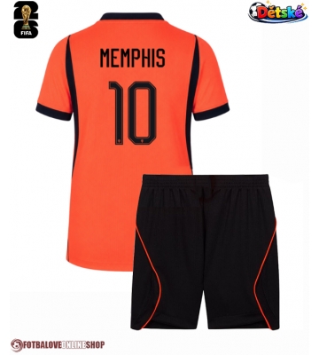 Nizozemsko Memphis Depay #10 Domácí dres komplet pro Děti MS 2026 Krátkým Rukávem (+ Krátké kalhoty)