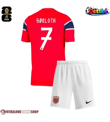 Norsko Alexander Sorloth #7 Domácí dres komplet pro Děti MS 2026 Krátkým Rukávem (+ Krátké kalhoty)