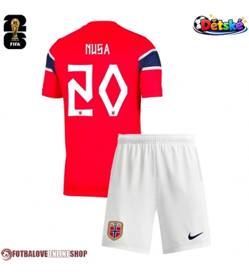 Norsko Antonio Nusa #20 Domácí dres komplet pro Děti MS 2026 Krátkým Rukávem (+ Krátké kalhoty)