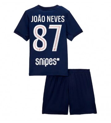 Paris Saint-Germain Joao Neves #87 Domácí dres komplet pro Děti 2025-26 Krátkým Rukávem (+ Krátké kalhoty)