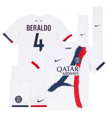 Paris Saint-Germain Lucas Beraldo #4 Venkovní dres komplet pro Děti 2025-26 Krátkým Rukávem (+ Krátké kalhoty)