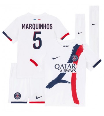 Paris Saint-Germain Marquinhos #5 Venkovní dres komplet pro Děti 2025-26 Krátkým Rukávem (+ Krátké kalhoty)