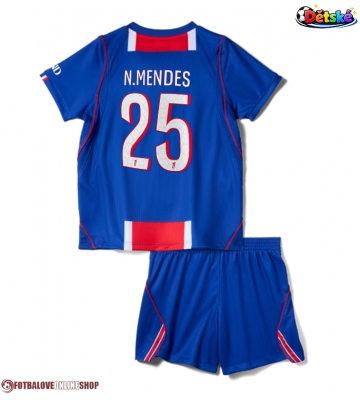 Paris Saint-Germain Nuno Mendes #25 Domácí dres komplet pro Děti 2026-27 Krátkým Rukávem (+ Krátké kalhoty)