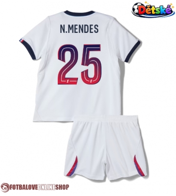 Paris Saint-Germain Nuno Mendes #25 Venkovní dres komplet pro Děti 2026-27 Krátkým Rukávem (+ Krátké kalhoty)