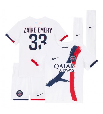 Paris Saint-Germain Warren Zaire-Emery #33 Venkovní dres komplet pro Děti 2025-26 Krátkým Rukávem (+ Krátké kalhoty)